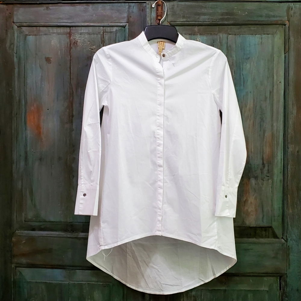 XCVI White Farrah Fawcett Tunic Top Shirt Blouse, Size XSmall, NWOT